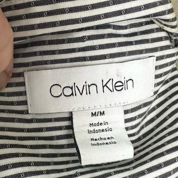 Calvin Klein Striped Button Up Shirt Size Medium Gray White - Picture 4 of 6